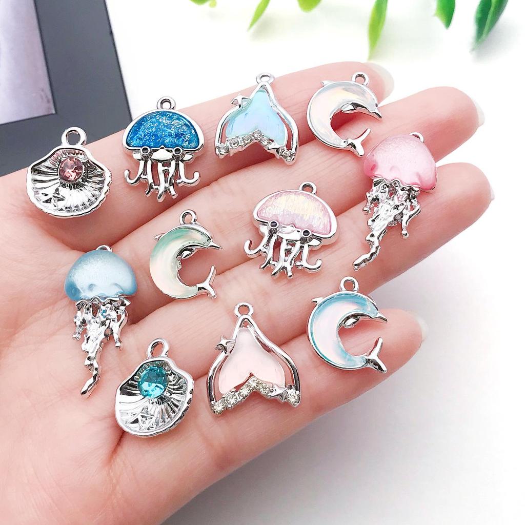 Iridescent Ocean Pig Pendant Sticker for DIY Jewelry: Earring, Necklace, Bracelet, Keychain