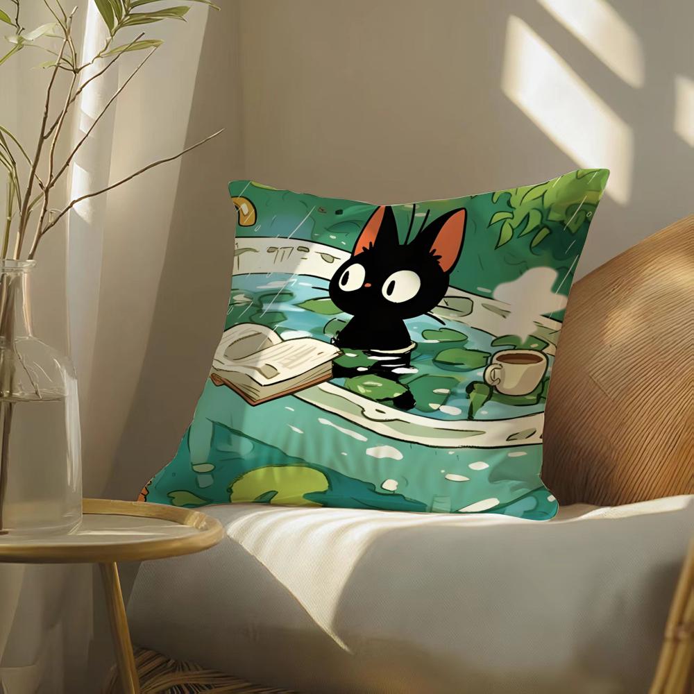 Cartoon Pond River Cat Beautiful Pillow Case Pattern Printed Pillowcase For Living Room Sofa Cushion Cover & Bedroom Decor