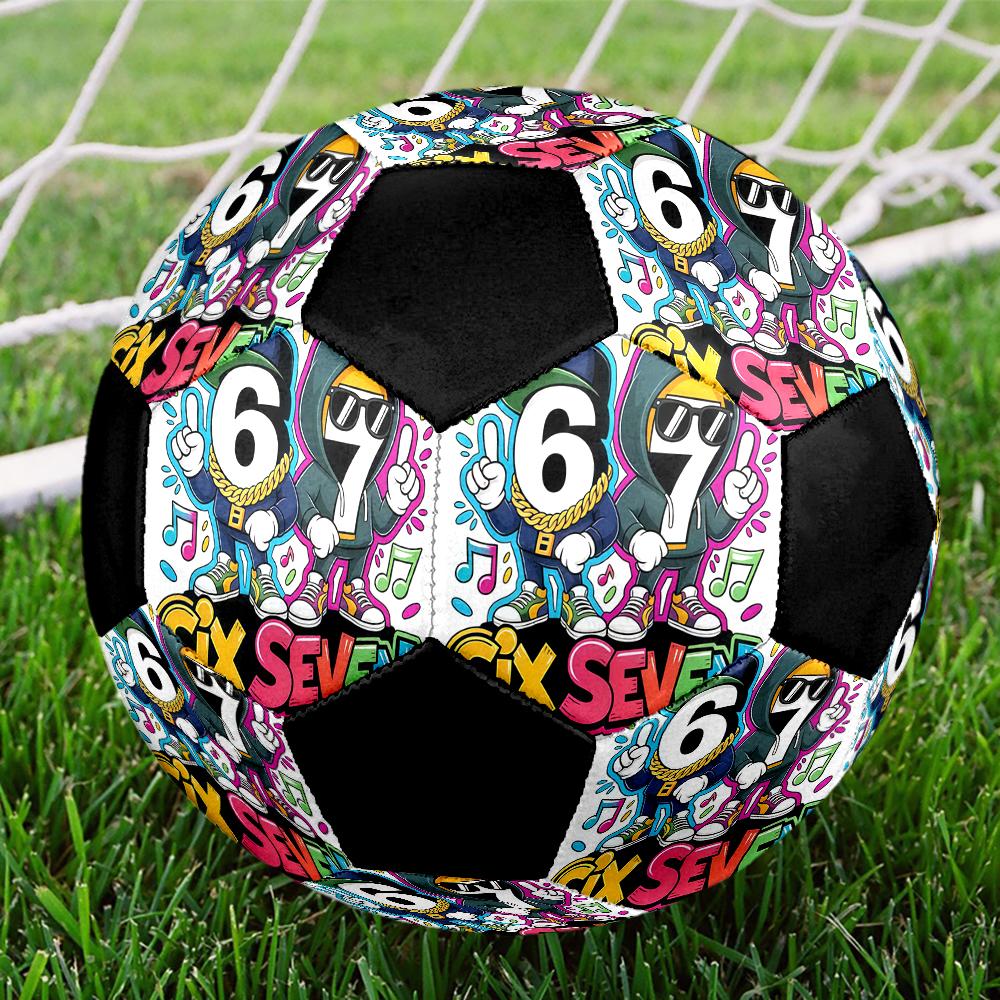 Six and Seventeen Indoor Soccer Ball Colorful Machine Stitched PVC Size 5 Team Training Competition Ready Durable High-Bounce Cool Sports Gift