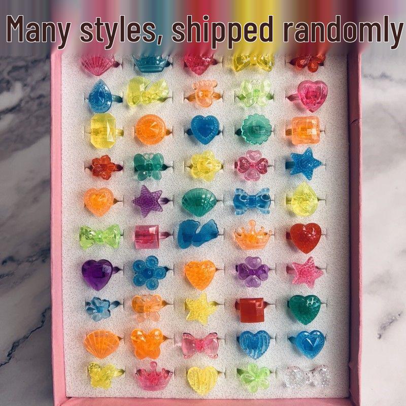 Kids' Faux Diamond Crystal Cartoon Gem Ring Set - Kindergarten Gift