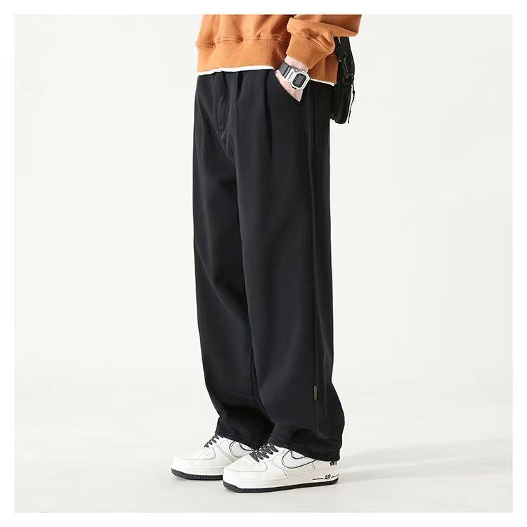 Trendy Wide-Leg Casual Pants für Herren – Herbstkollektion, Loose Fit, Einfarbig, Amerikanische Marke