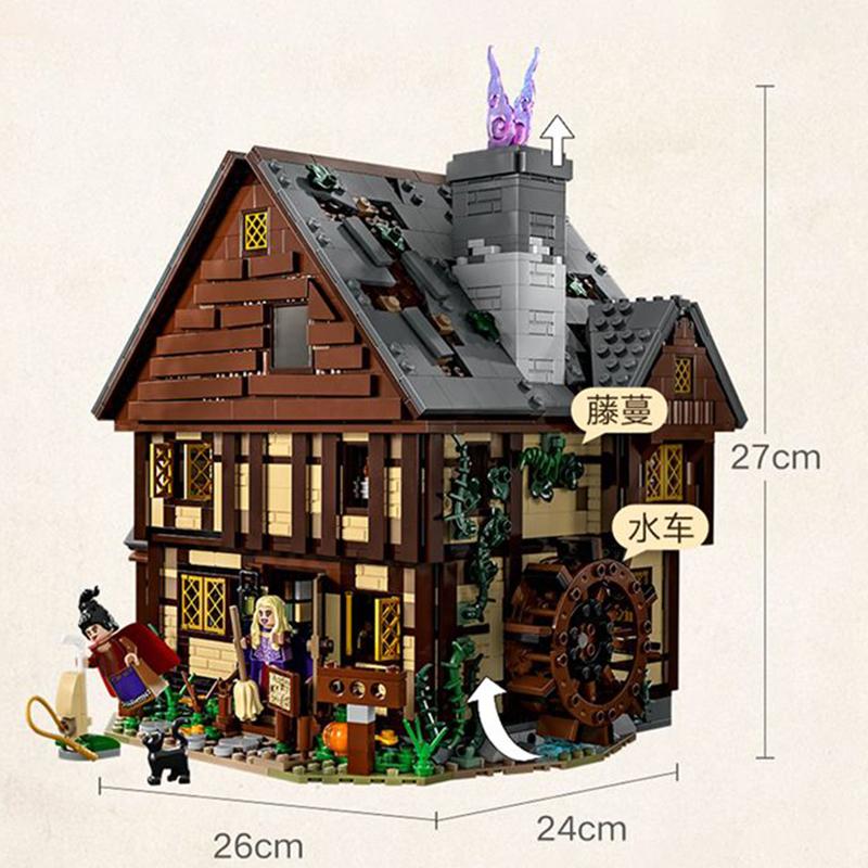 MOC Street View Modell Halloween Hocus Pocused Hexe Sanderson Haus Gebäude Schwesterhaus Bausteine Ziegel Festival Party Geschenke
