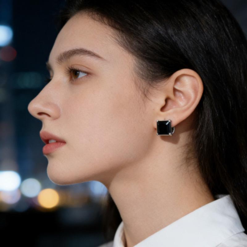 Cross New Square Zirconia Stud Earrings for Women - High-End Titanium Steel Luxury 4mm