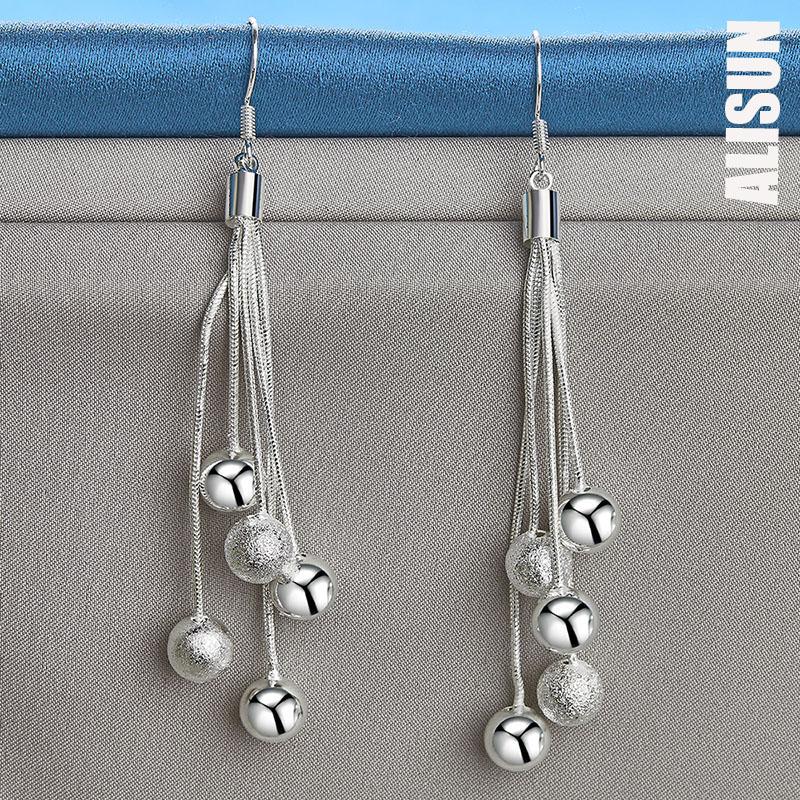 925 Sterling Silver Romantic Pearl Pendant Piercing Earrings Fashionable Wedding Jewelry
