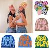 Mea Culpa Trendy Letter Print Beanies Knit  Hat Streetwear Cap Outfit Women Girl