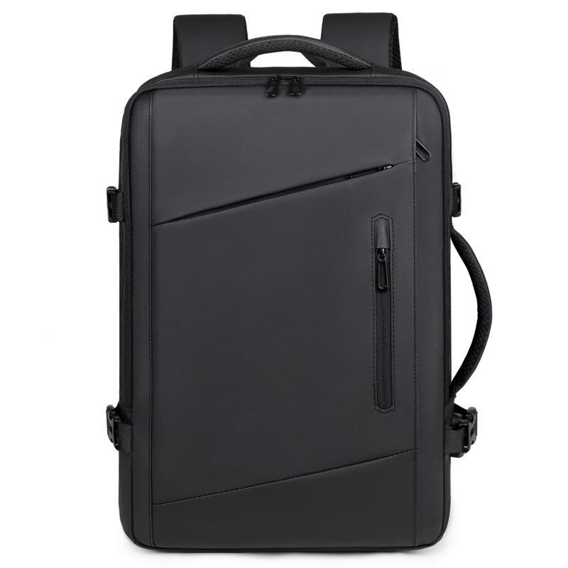 

Мужской деловой рюкзак: Высококлассная, расширяемая, большой вместимости, водоотталкивающая сумка для ноутбука с кожаной пленкой чёрный