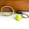 Keychain Tennis Racket Plush Ball Key Chain with Mini Pendant Metal Ring Compact Portable Sports Decoration