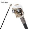 Silber Harz Brille tragend Totenkopf Kopf Stock Dekorativer Cosplay Stock Halloween Keule Zauberstab Hirtenstab Bühnenstock 94cm
