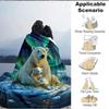 1pc Polar Bears Aurora Blanket, Lightweight Flannel Throw Blanket For Sofa, Bed, Travel, Camping, Living Room, Office, Couch, Chair, And Bed