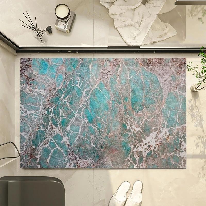 Bathroom anti slip absorbent mat with luxurious marble pattern toilet quick drying floor mat bathroom rug toilet mat