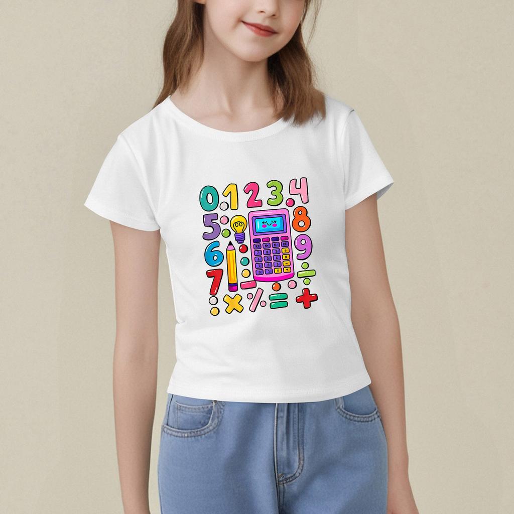 Dziecięca Koszulka z Nadrukiem z Krótkim Rękawem z Okrągłym Dekoltem Casualowa Wygodna Luźna Lekka