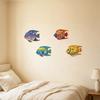 4 Stück Holzfisch Strand Wanddeko Tropenfisch Wandkunst Nautisches Meeresbewohner Küsten Hängende Skulptur für Badezimmer Wohnzimmer Küche