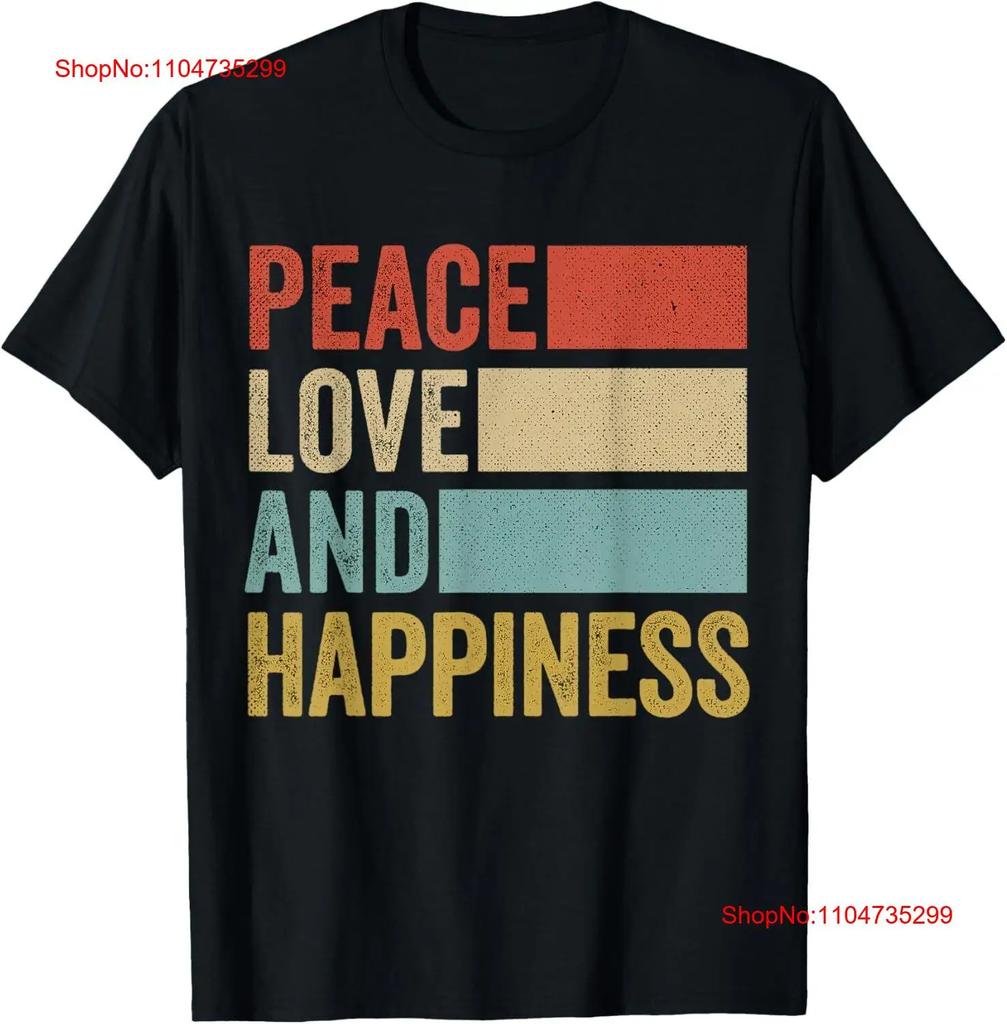 Peace Love Happiness T Shirt Vintage Graphic Comfortable Versatile Breathable Casual Homme Stretched Soft