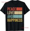 Frieden Liebe Glück T-Shirt Vintage Grafik Bequem Vielseitig Atmungsaktiv Lässig Herren Dehnbar Weich