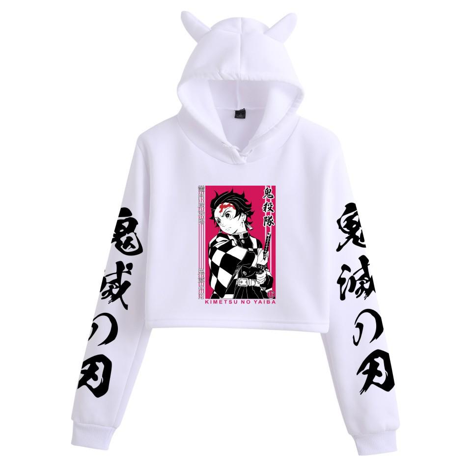 Demon Slayer Japanese Anime Cat-Themed Women's Two-Piece Crop Top & Shorts Set
