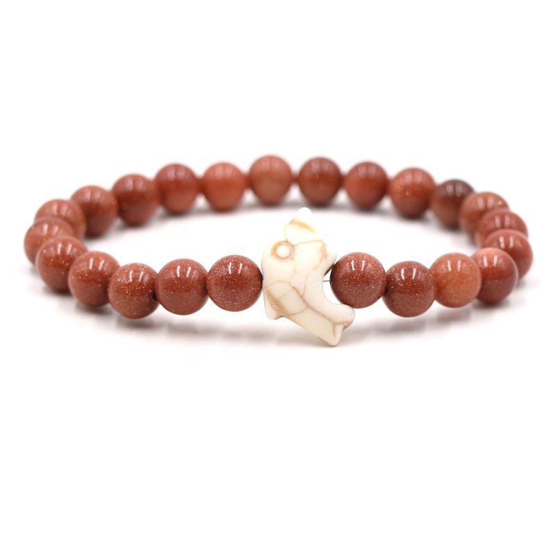 Naturstein Armband Mode Männlich Weiblich Delphin Stretch Paar Armband