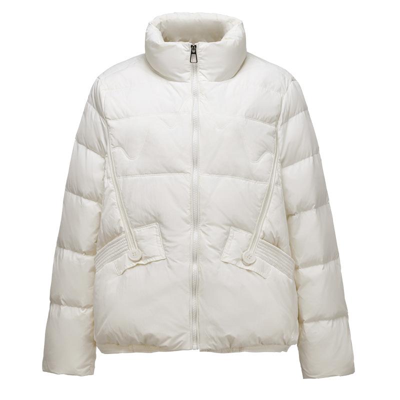 New Winter Fashion Foreign Style Loose Warm White Duck Down Jacket Stand-up Collar Short Thickened Down Jacket Women's Clothing