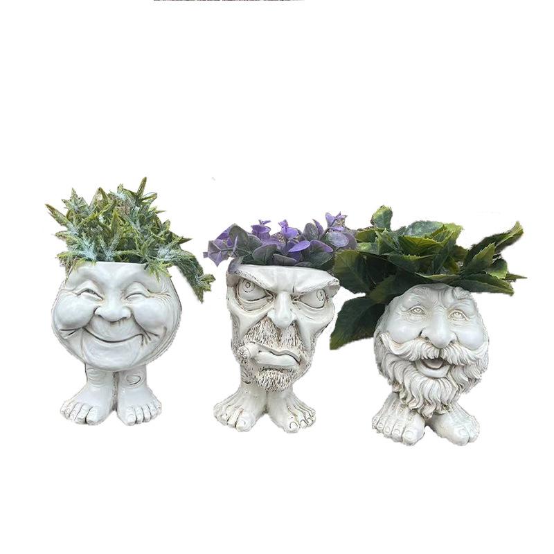 Muggly's The Face Statue Planter Funny Flower Pot Sculpture Funny Expression Plant Pots Planters Succulent Pot Home Ornaments