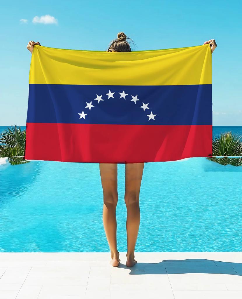 Venezuelan flag pattern Nicols Maduro Moros printed beach towel highly absorbent quick-drying soft and comfortable