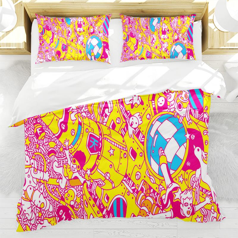 Abstract Art Painting Duvet Cover Colorful Cartoon Pattern Bedding Set Microfiber Quilt Cover Twin Full For Kids Girl Teen Decor