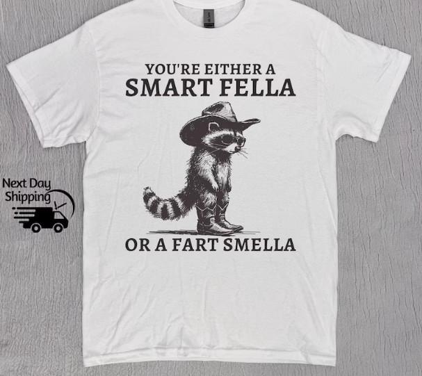 Retro Smart Fella Raccoon 90s Shirt, Funny Raccoon Vintage T-shirt L