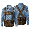 Men’s 3D Printed Plaid Long Sleeve Button Down Shirt with Classic Collar Relaxed Fit for Festival Party Outdoor Casual Wear