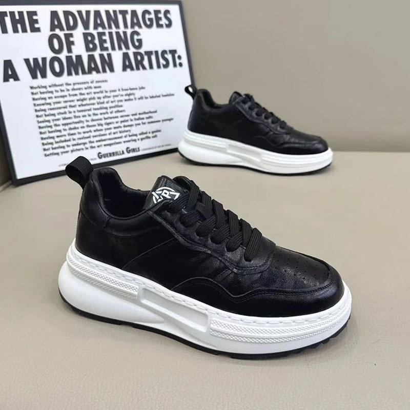 Retro dad shoes autumn and winter new comfortable leather casual board shoes qs