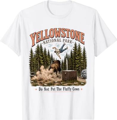 Parco Nazionale di Yellowstone Non Accarezzare le Mucche Soffici Maglietta Vintage