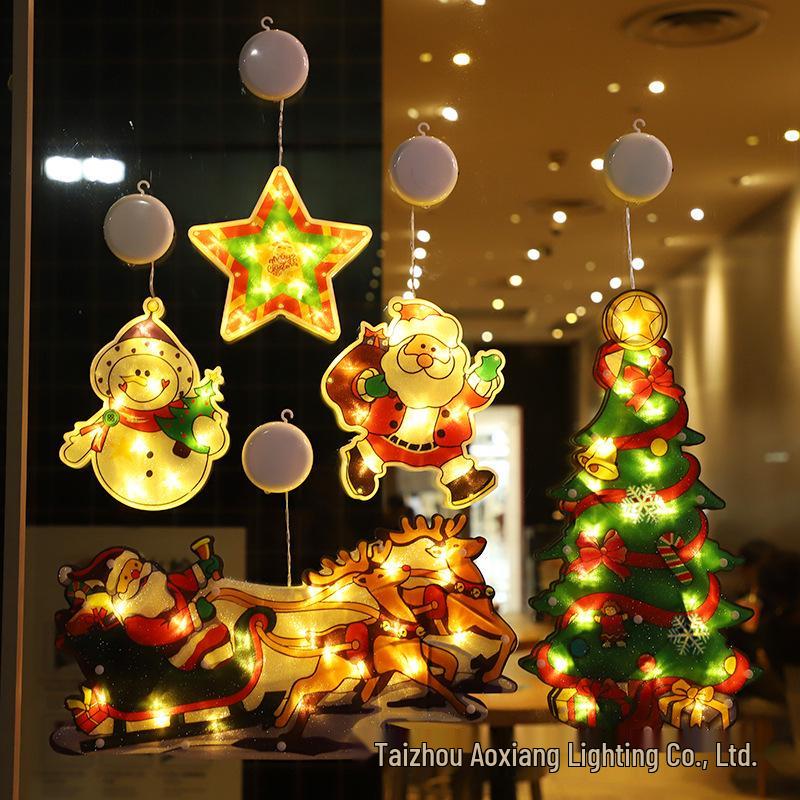 LED Christmas Suction Cup Window String Lights - Indoor Decorative Hanging Lights for Holiday Display