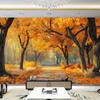 Golden Autumn Tree Path Atmosphere Wall Tapestry Autumn Theme Home Decoration Polyester Fiber Wall Hanging