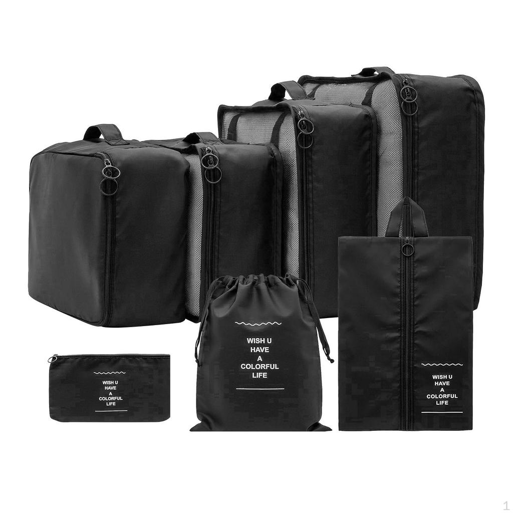 7 Pieces Packing Cubes Travel Organizers Clothing Sorting Packages Luggage Bags Compression