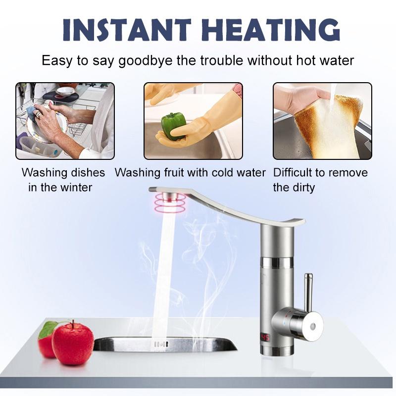 3000W 360° Rotatable Electric Instant Water Heater Tap Electric Hot/Cold Water Faucet Tankless Bathroom Kitchen Heating  Faucet