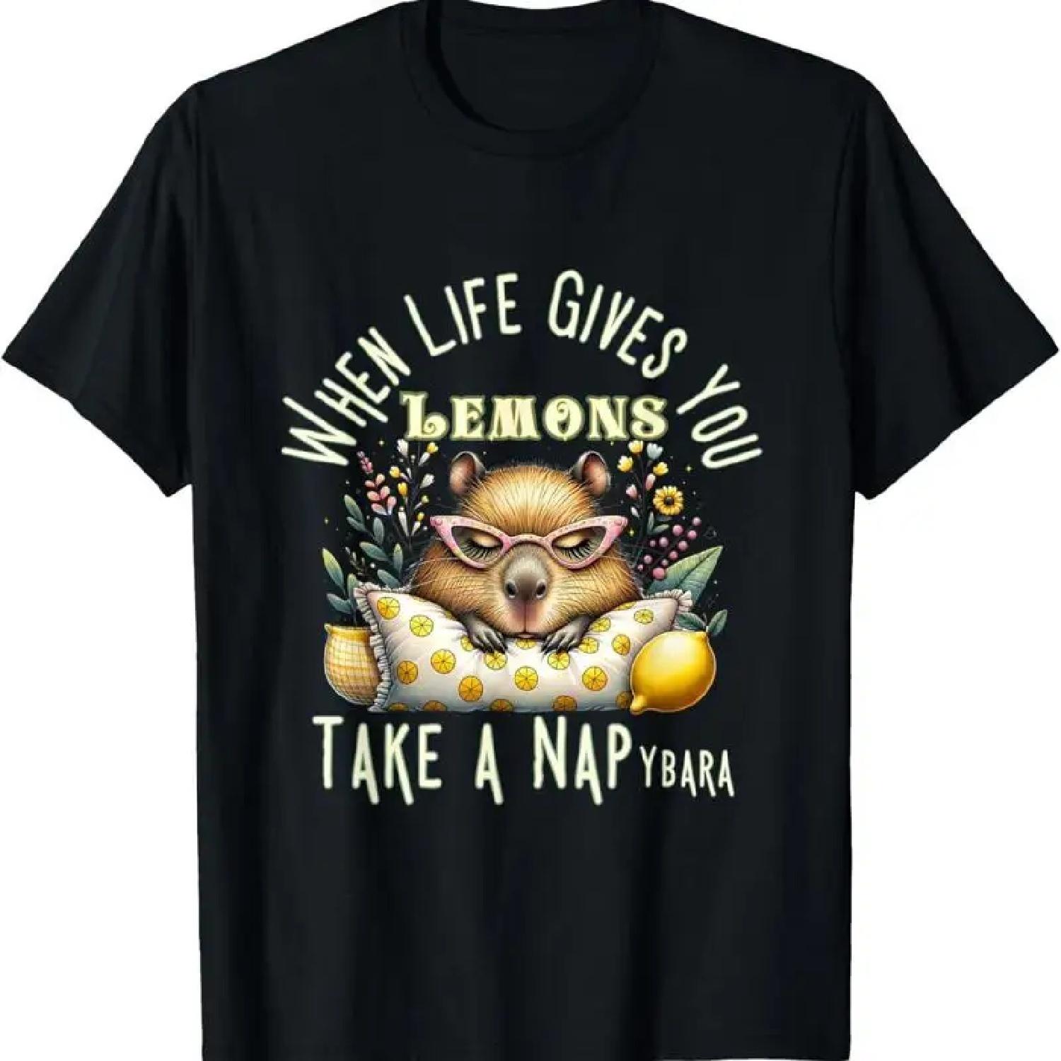 Funny Capybara When Life Gives You Lemons Take A Nap T Shirt XXXXXL разноцветный