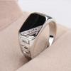 New Silver Plated Stainless Steel Classic Square Rings For Men Square Cubic Zircon Ring Jewelry Accessories