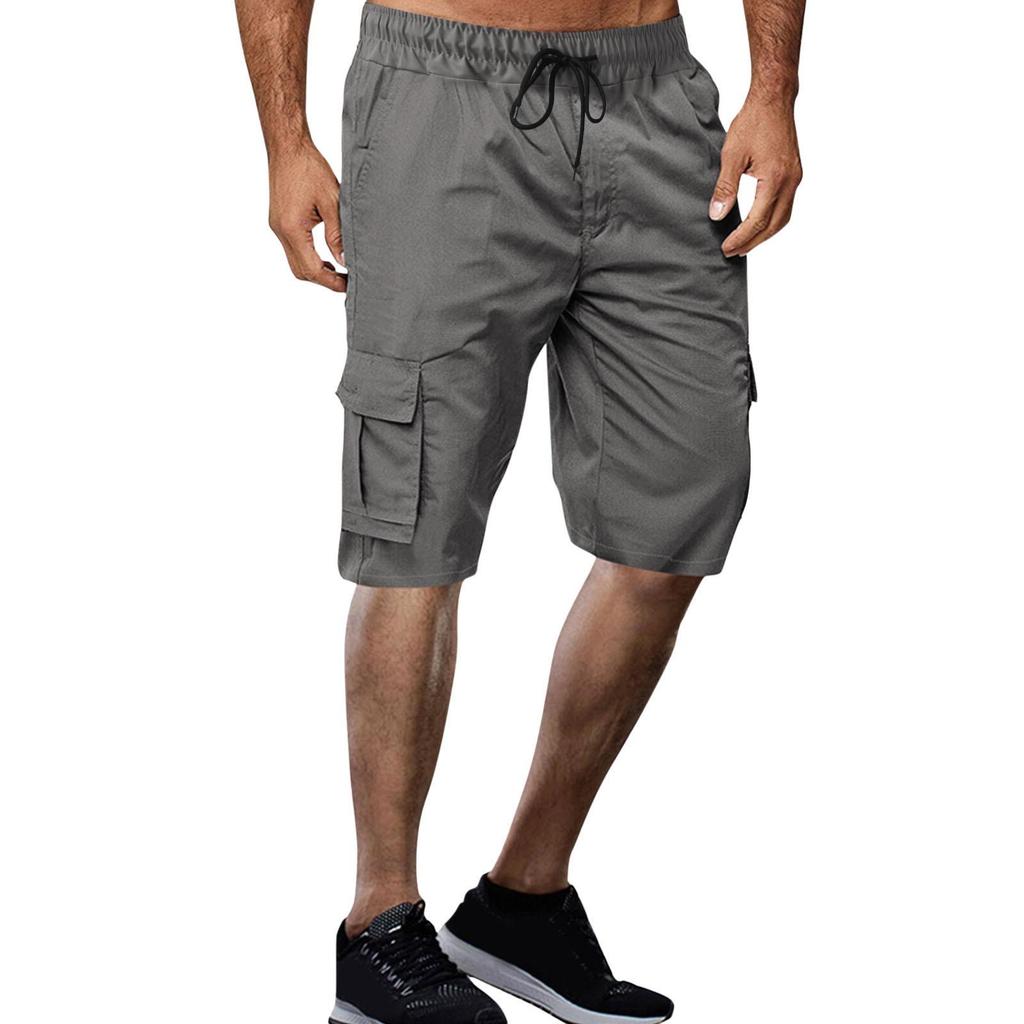 Men's Plus Size European & American Multi-Pocket Drawstring Sport & Work Shorts