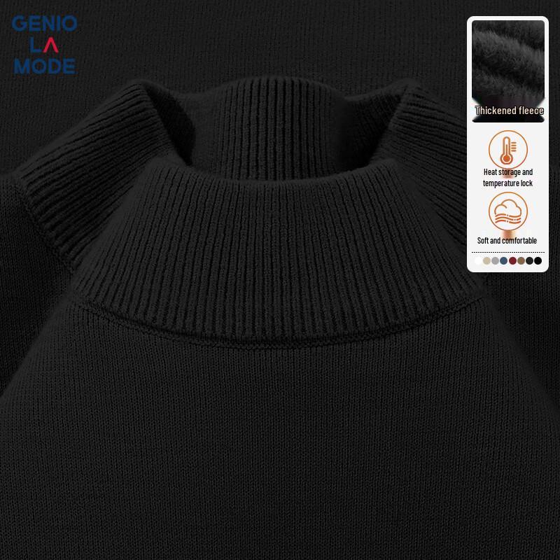 GENIOLAMODE Men's Fleece-Lined Mock Neck Knit Sweater