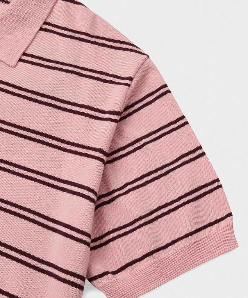 Beulaendideu Hard Twist Easy Polo Knit [Light Pink Stripe]