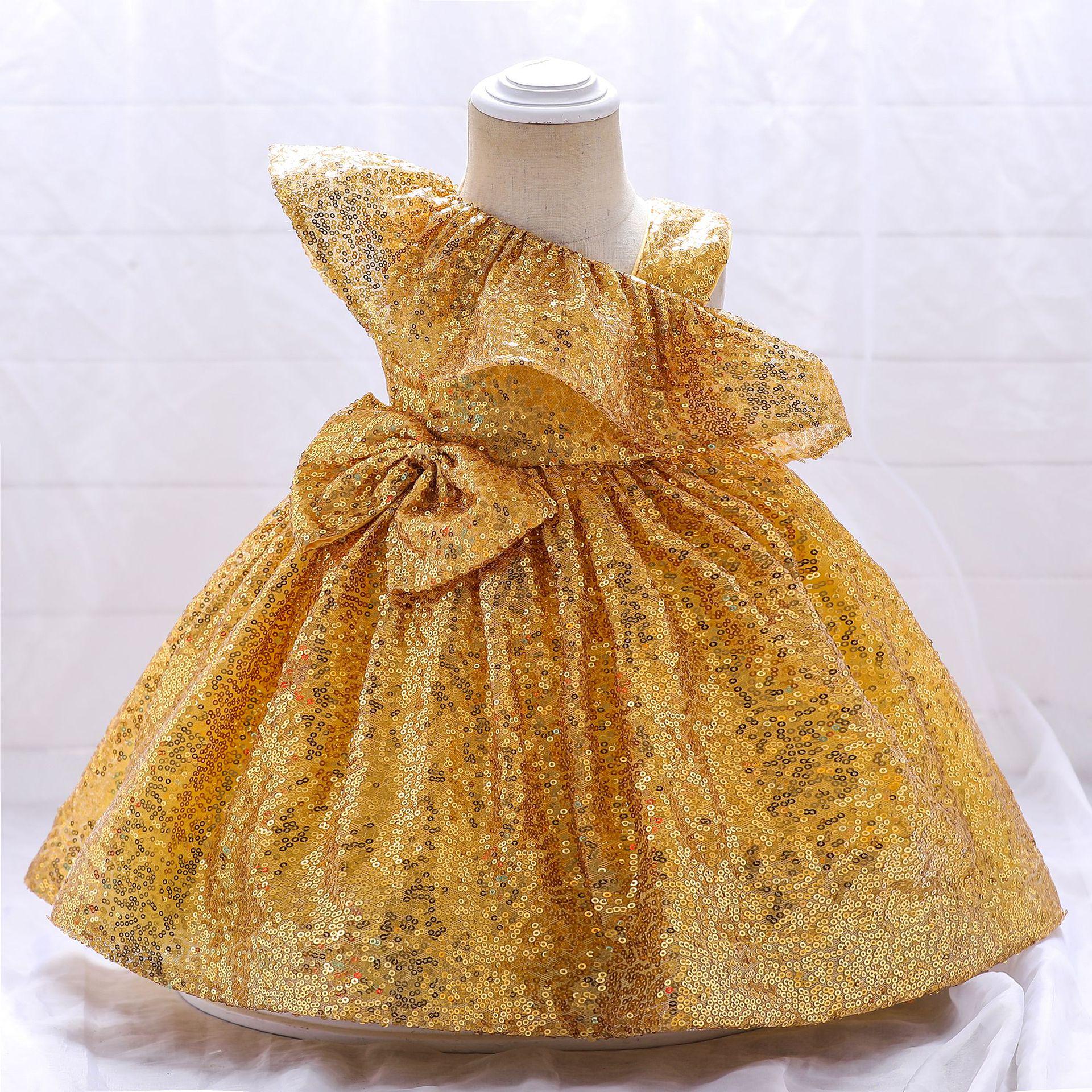 2024 Children s Sequin Flower Girl Dress - Puffy Skirt Wedding/Birthday Princess Costume 3T: 100cm
