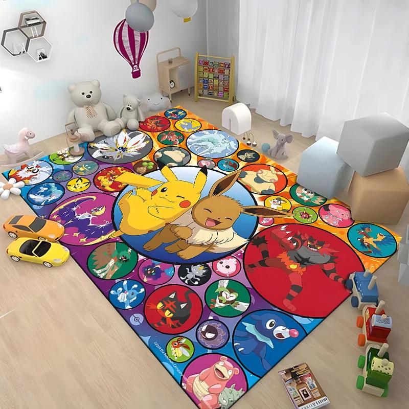 

P0kem0n Classic Character Pikachu Eevee Print Large Area Rug Bedroom Living Room Kids Bedroom Sofa Doormat Kids Floor Decor Mats 40cm x 60cm