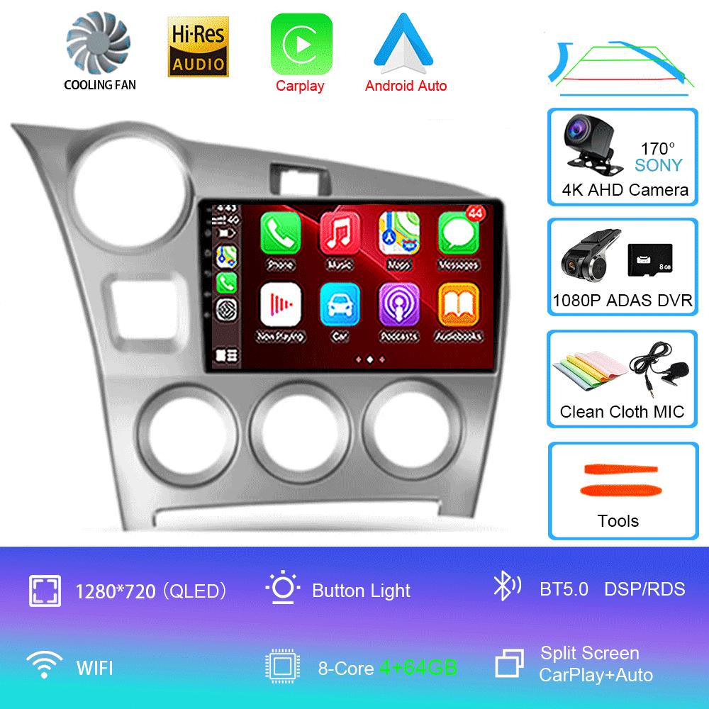 Android 14 Carplay Auto Car Radio For Toyota Matrix 2 E140 2008 2009 2010 2011 2012 2013 2014 Multimedia Player Navigation GPS