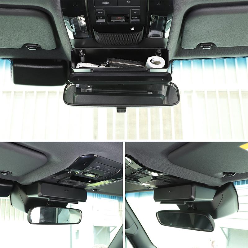 ABS Black For Toyota Land Cruiser Prado 250 LC250 2025 2025 Car Interior Rearview Mirror Multi-Function Storage Box Accessories