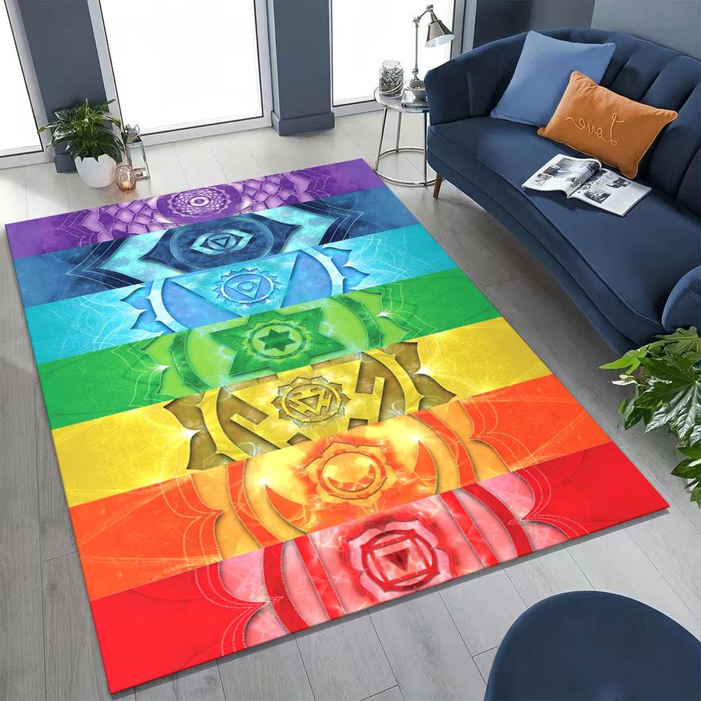Bohemia Yoga Chakra Mandala Spirit Meditation Rug for Bedroom Living Room Sofa Home Doormat Decor,Large Kids Non-slip Floor Mat