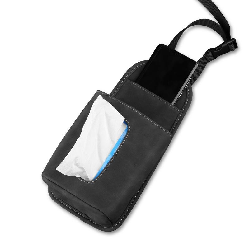 Suede Material Car Seat Hanging Bag Universal Tissue Box Paper Bag Chair Back Side Storage Car Interior Organization Accessory