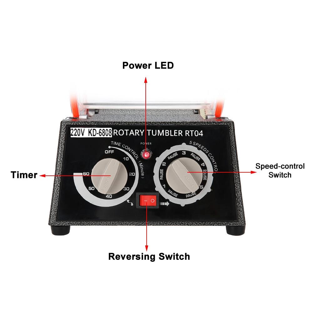 Rotary Tumbler Jewelry Polisher Machine Polishing Bead Cleaner KD-6808