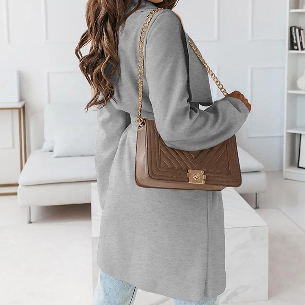 Women's Fashion Leisure In Long Temperament Long Sleeve Cardigan Wool Coat