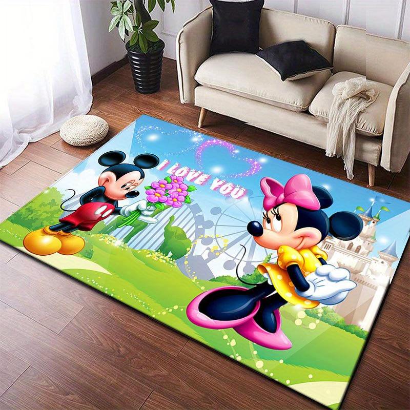 1 Stück Mickey und Minnie Teppich, Rutschfeste Fußmatte, Cartoon-Charakter-Design, Weicher Samt, Raumdekoration, Waschbarer Innenbereichsteppich