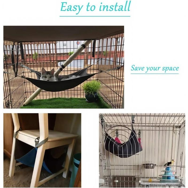 Hanging Cat Hammock, Pet Hammock for Cage, Adjustable Cat Bed Two Sides Comfortable/Waterproof Resting Sleepy Pad for Cats Small