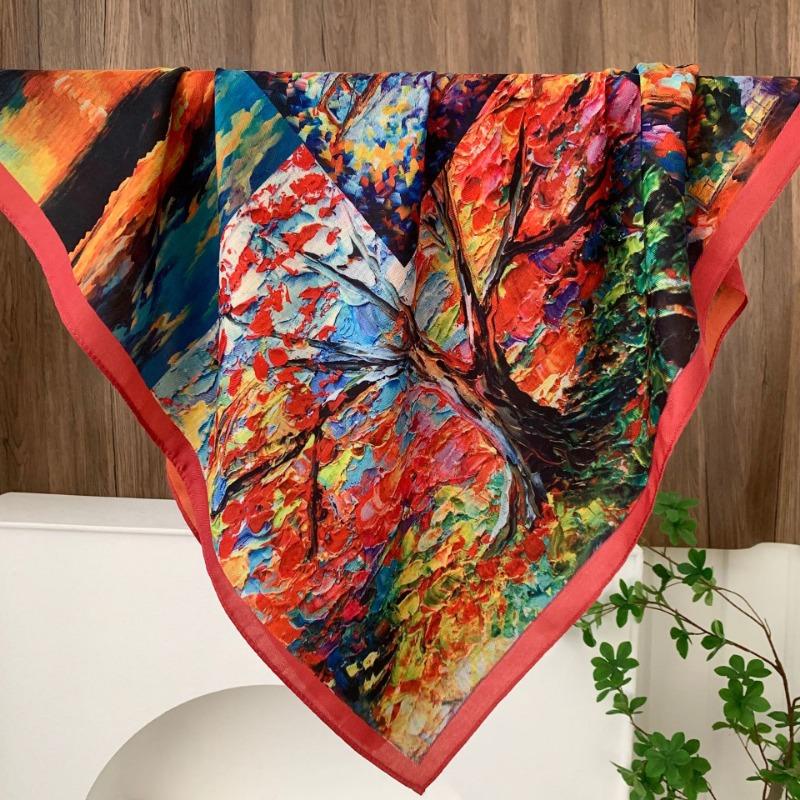 Square scarf new neck scarf scarf small shawl travel bag headscarf versatile cashew flower silk scarf