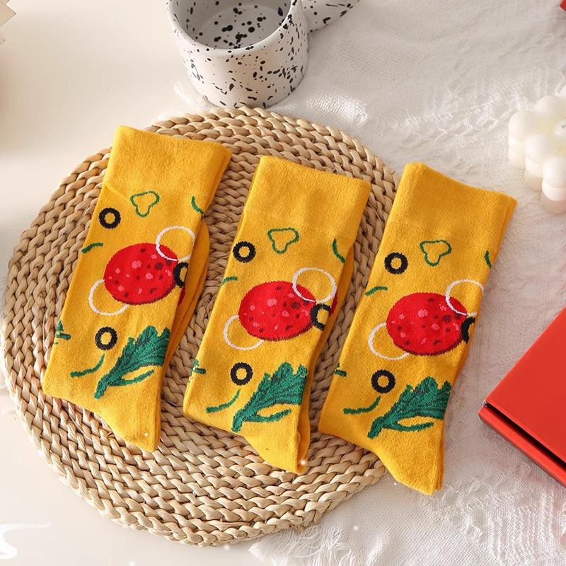 Pizza Box Novelty Cotton Socks – Unisex, Anti-Odor, Sweat-Absorbing, Breathable.