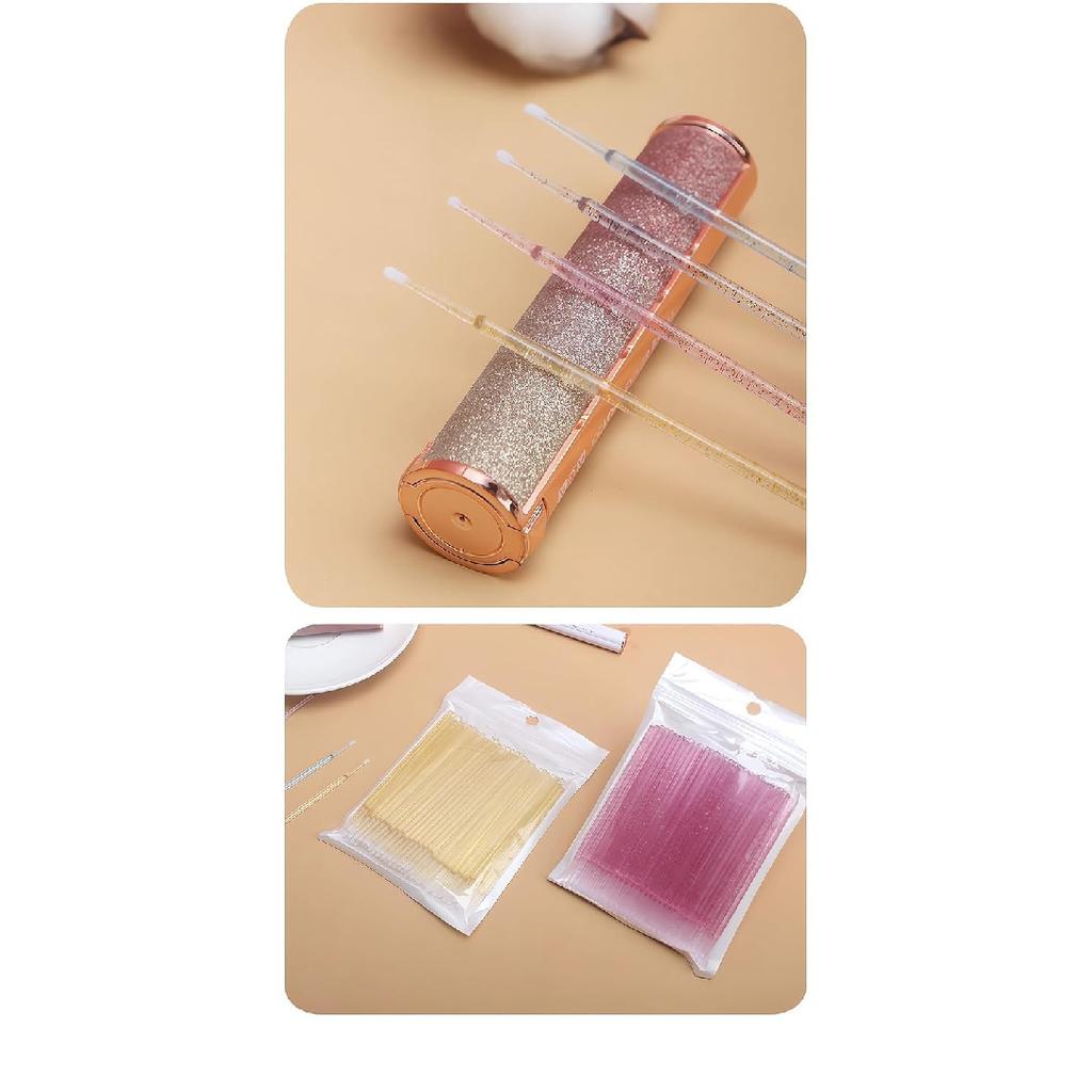 400 Microswabs - Pink Micro Applicator Brush Replacements for Eyelash Extensions